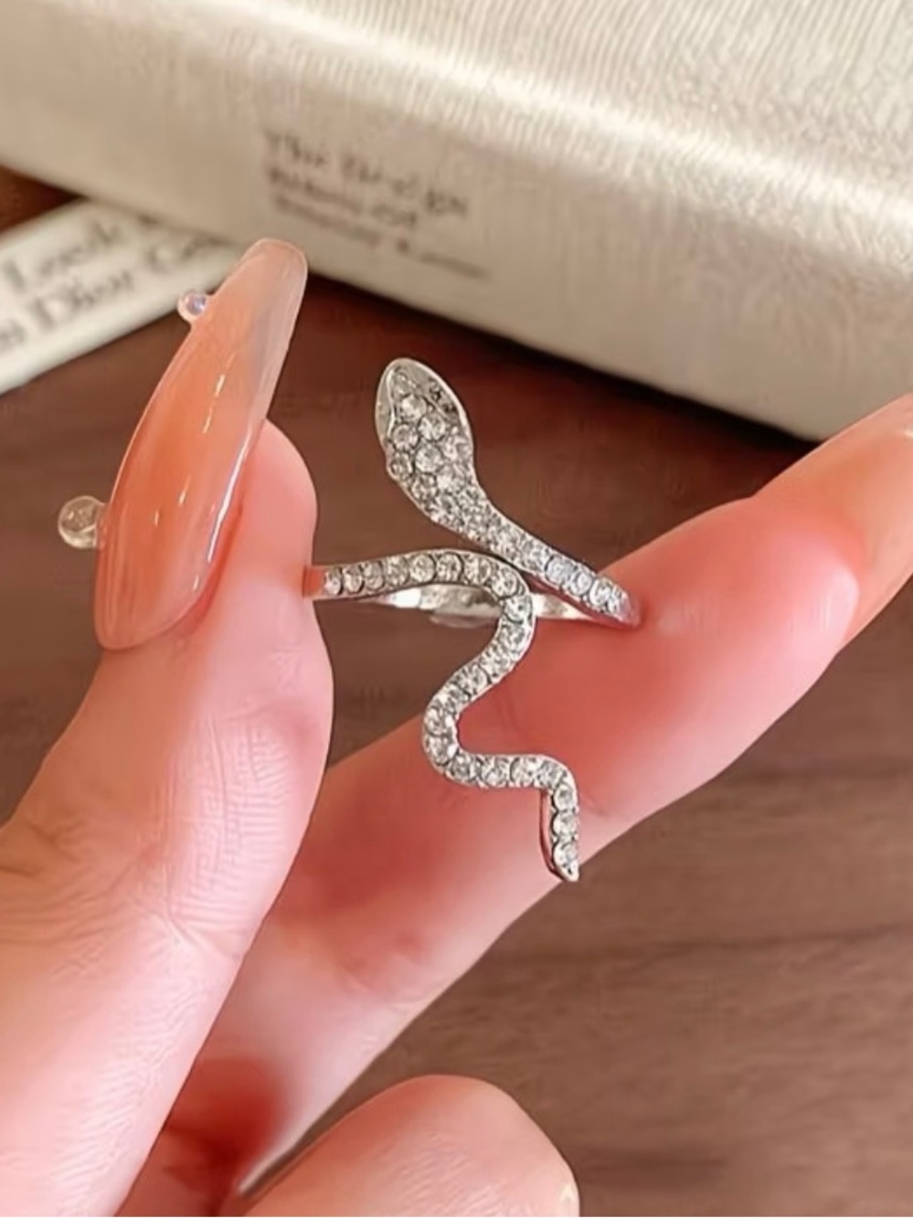 💖CZ Pave Snake Serpenti Adjustable Ring - women jewelry